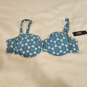 White House Black Market Bikini Top, Geometric Floral, NWT,Sz M